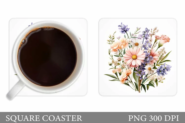 Wildflowers Coaster Design. Flowers Coaster Sublimation