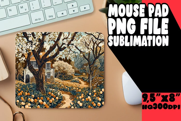 Spring Tree Elegance: Sublimation Mouse Pad