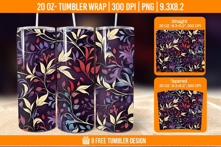 Leaf Tumbler Wrap Designs, Sublimation Wrap