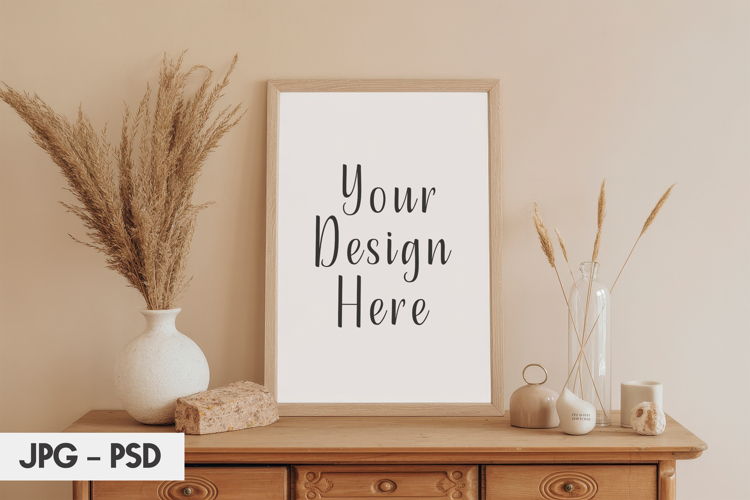 Wood Table Frame Mockup PSD