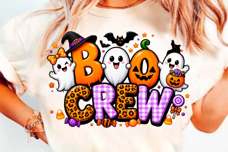 Boo Crew Halloween Ghost Pumpkin Cute T-Shirt Design