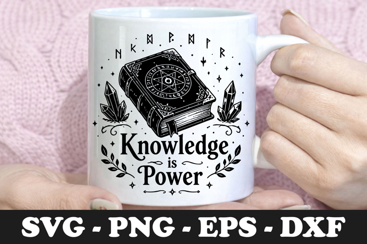 Knowledge Is Power | Magic Book SVG Mug Design