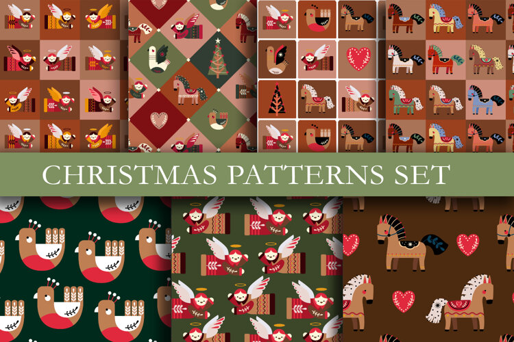 Nordic Christmas Seamless Patterns Scandinavian example image 1