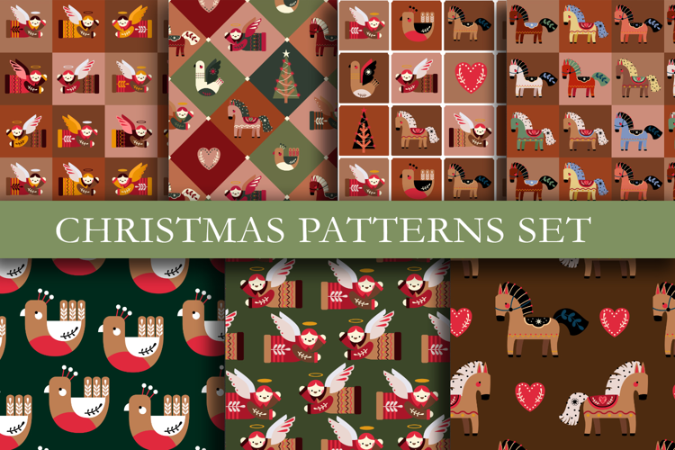 Nordic Christmas Seamless Patterns Scandinavian
