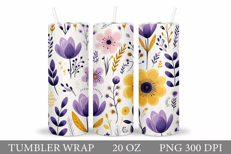 Flowers Tumbler Design. Wildflowers Tumbler Sublimation