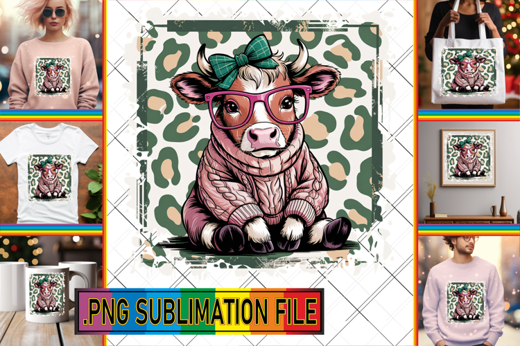 Vibrant TSHIRT Sublimation PNG, Cute Cow
