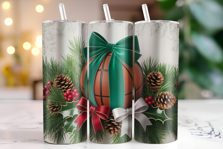 Merry Basketball Tumbler Wrap | Christmas Wrap