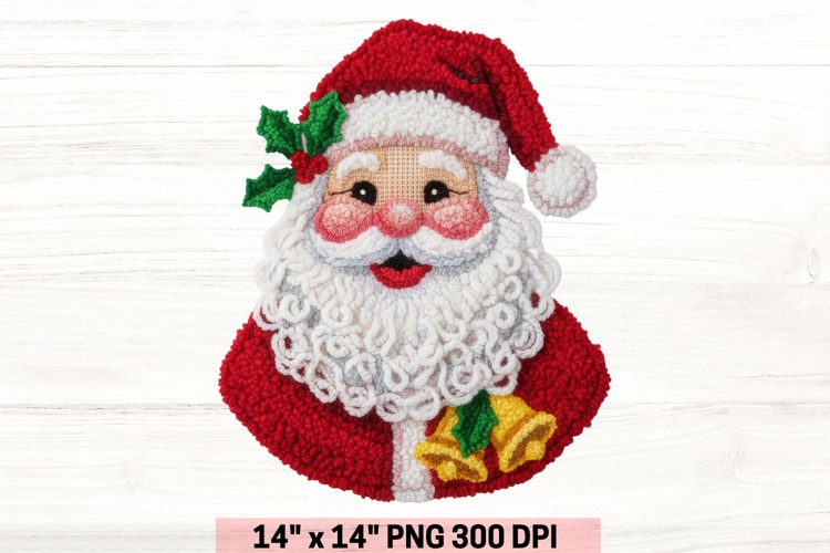 Faux Yarn Santa Claus Sublimation Png, Yarn Christmas Png.