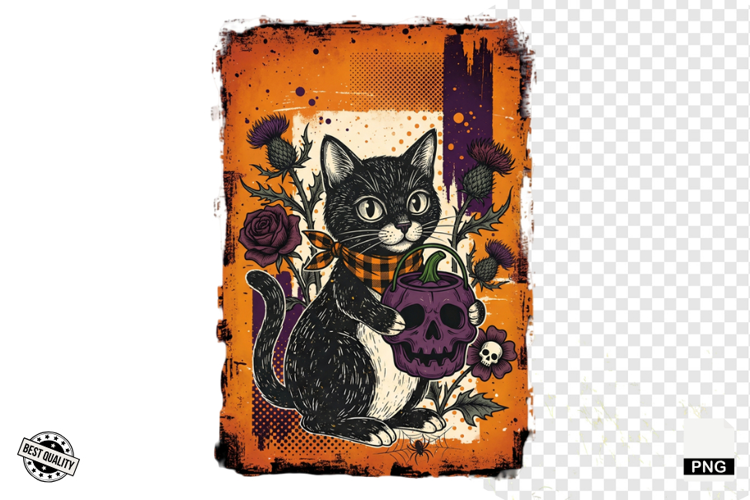 Distressed Vintage Halloween Design Clipart