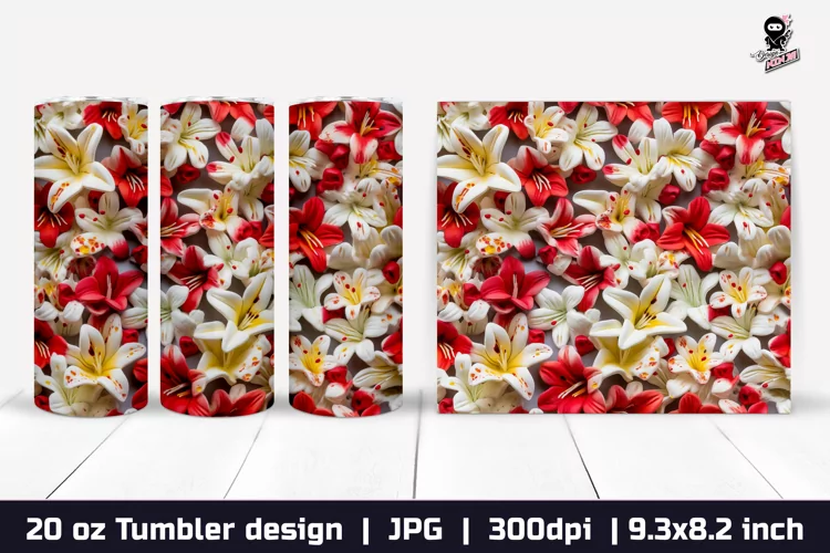 3d Flowers Tumbler, Floral Tumbler Sublimation Wrap