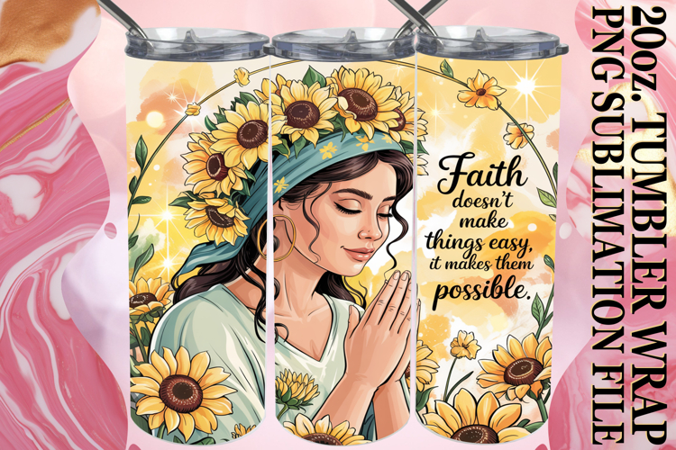 Joyful Moments 20oz tumbler wrap, Praying Woman