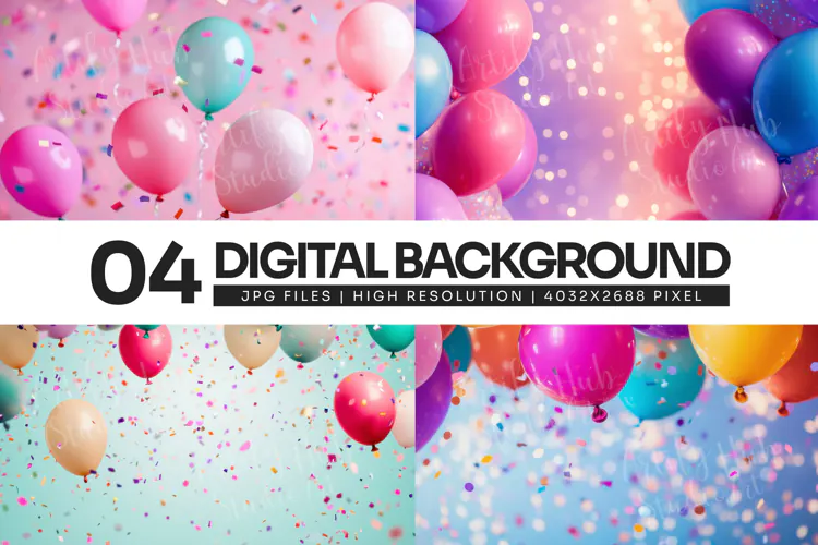 Colorful Balloon Confetti Background