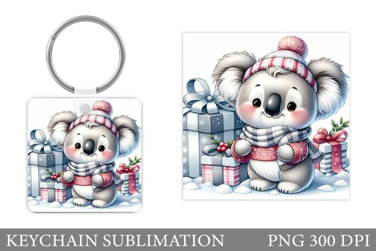 Christmas Koala Keychain. Christmas Keychain Sublimation