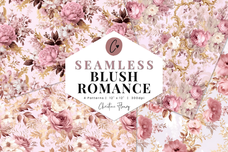 4 Seamless Blush Romance Digital Paper