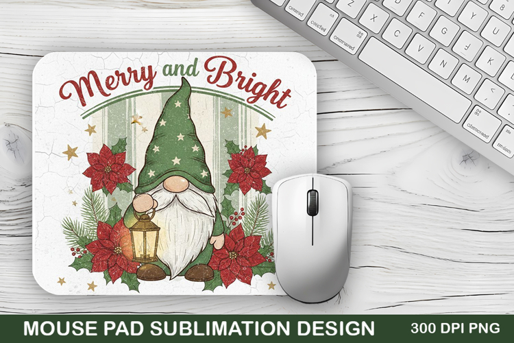 Merry And Bright Mouse Pad Sublimation - Christmas Design