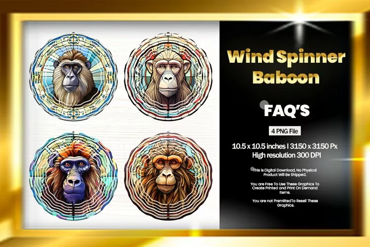 Baboon Wind Spinner Sublimation - 04 Variations