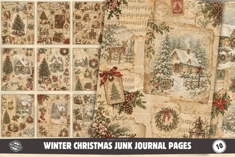 Winter Christmas Junk Journal Pages
