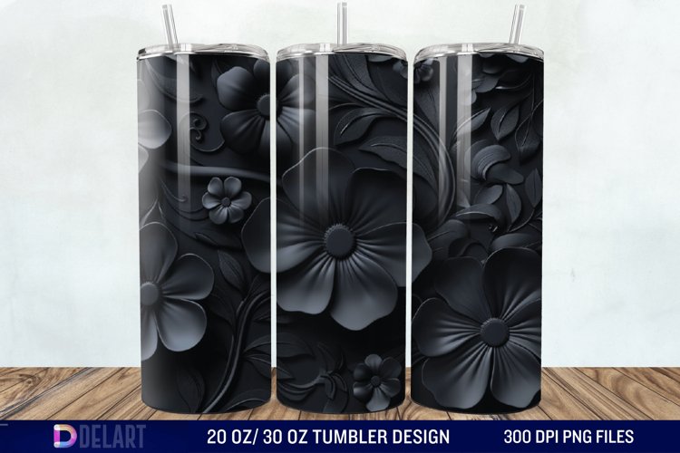 3d Dark floral Tumbler Wrap example image 1