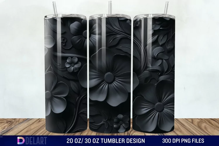 3d Dark floral Tumbler Wrap
