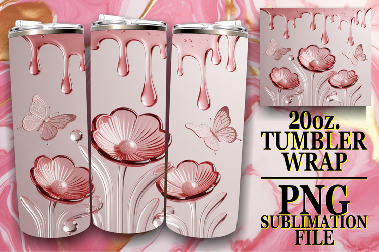 Dreamy escapes 20oz tumbler wrap, 3D Flowers