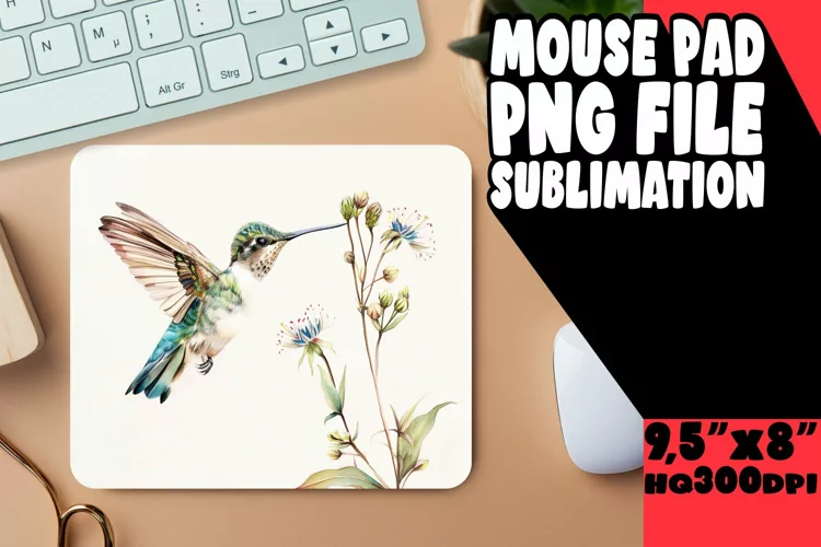 Watercolor Bird Design Mouse Pad Spring