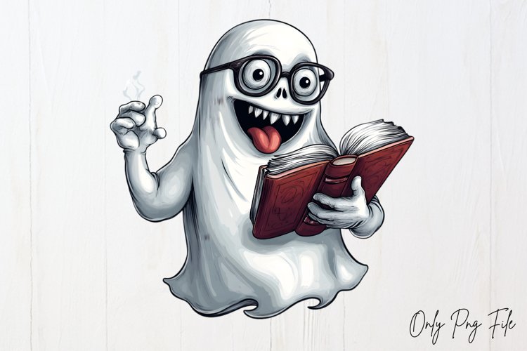 Bookish Ghost Sublimation Clipart, Sublimation PNG