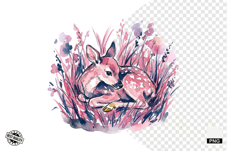 Watercolor Moonlit Meadow Clipart