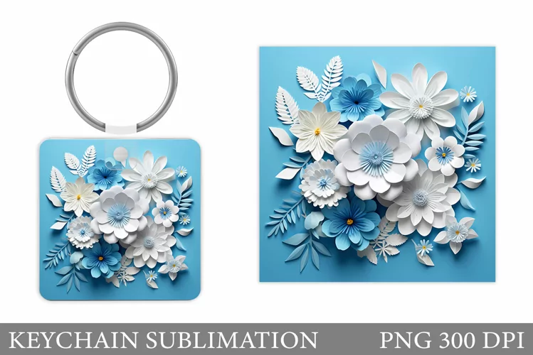 3D Flowers Keychain Design. Flowers Keychain Template