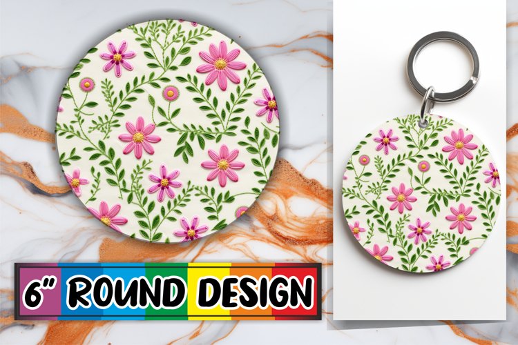 Blossom Embroidered 3D Ornament - Keychain Sublimation example image 1
