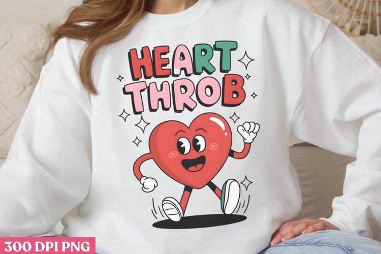 Heart throbr PNG,Cute Kids Valentines Day Retro PNG