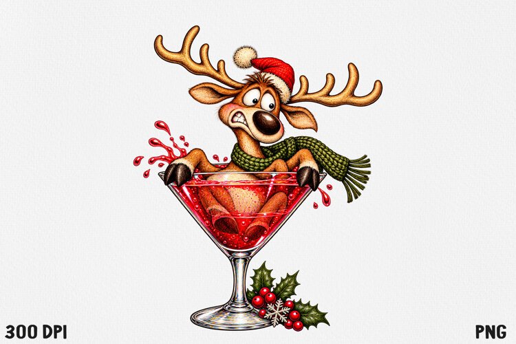 Funny Christmas Cocktail Clipart example image 1