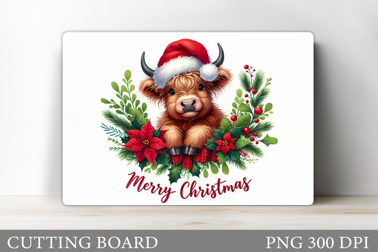 Christmas Cow Cutting Board. Christmas Cutting Board example image 1