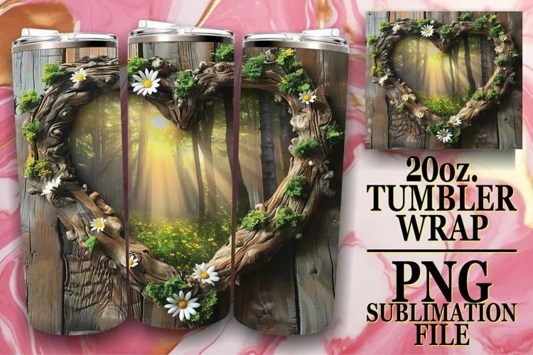 Vibrant Summer Heartwood Tumbler Wrap Sublimation - 20oz