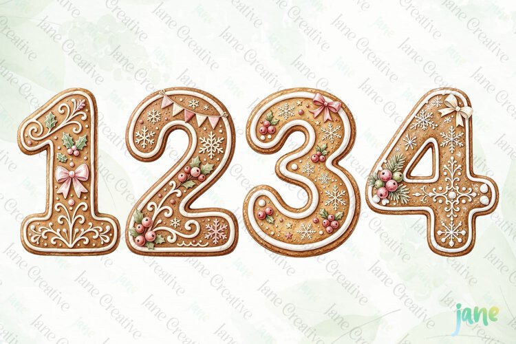Christmas Cookie Number Clipart example image 1