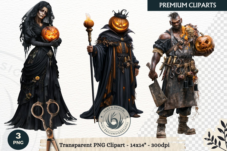 Hollow Eve Procession Halloween Clipart, Horror characters