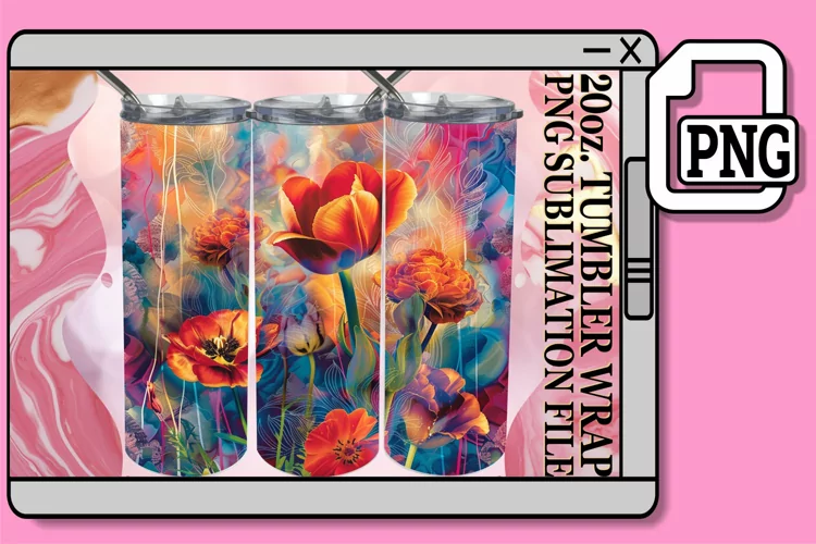 Abstract Spring Blossom Sublimation Tumbler 20oz