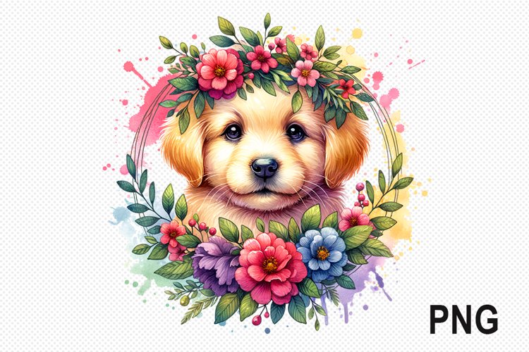 Dog Flowers Sublimation - Dog Flowers Clipart PNG Design