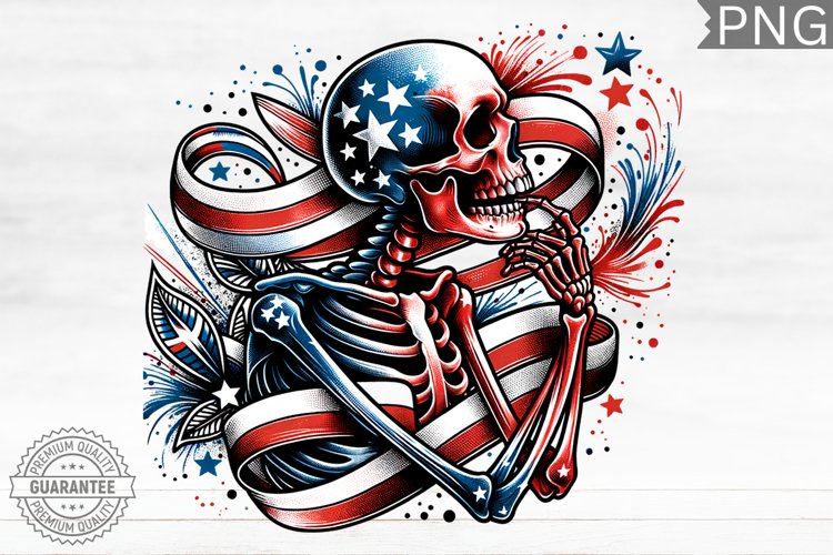 4th of July Skeleton - 4th Of July PNG Design