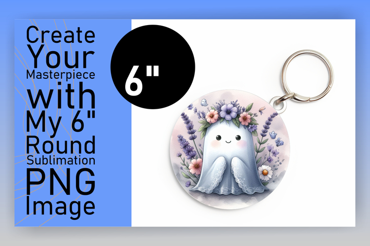 Stylish Circle PNG Sublimation Design , Cute Ghost