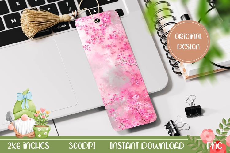 Printable Bookmark, Pink Flowers Bookmark Template