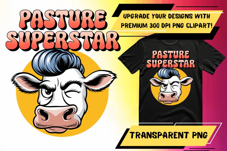 Cute PNG Artwork for Tote Bags , Funny Cow