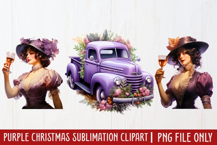 Purple Christmas Sublimation clipart example image 1