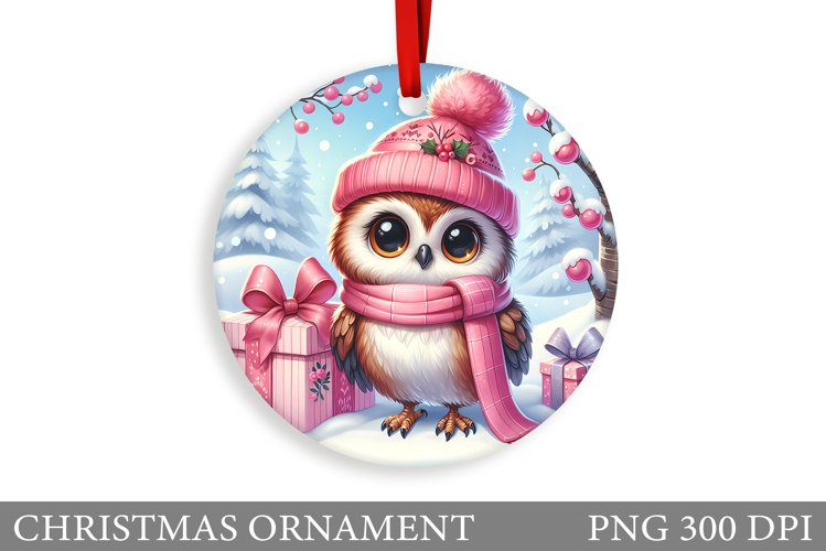 Cute Owl Christmas Ornament. Christmas Owl Sublimation