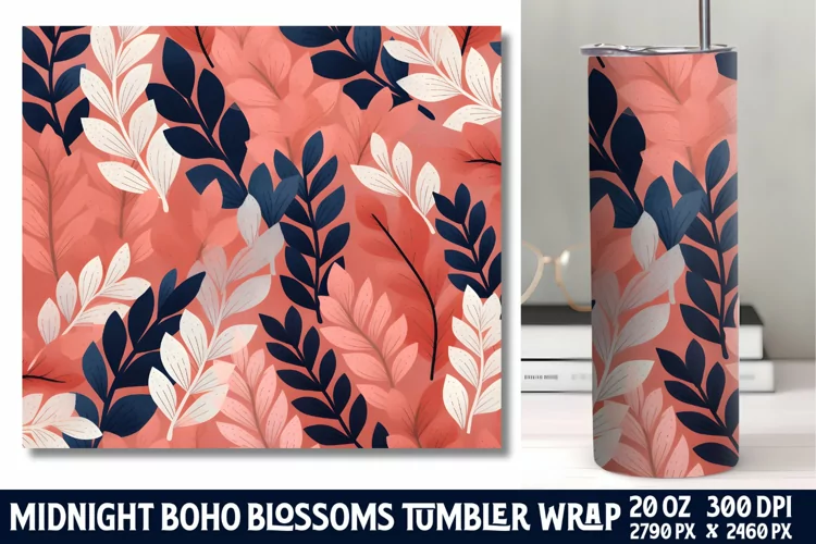 Midnight Flower Tumbler Wrap Sublimation
