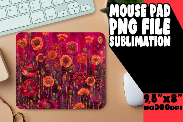 Bold 3D Embroidered Floral Mouse Pad