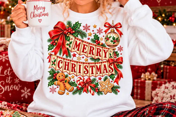 Merry Christmas Banner Sublimation PNG