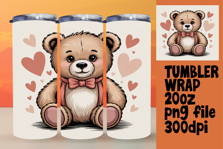 BEAUTY 20oz Tumbler PNG Wrap , Valenines Animals