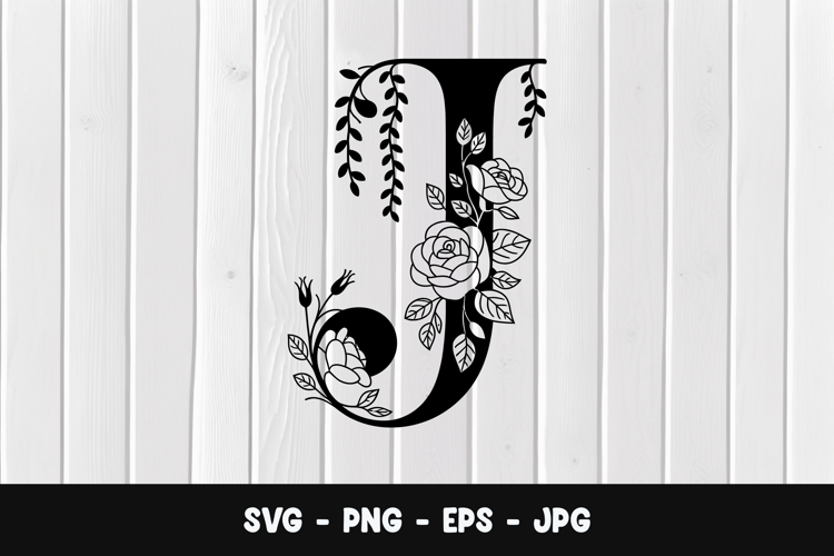Botanical Letter J Monogram SVG, PNG