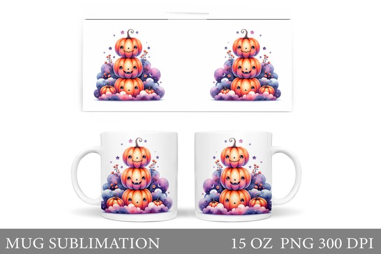 Cute Pumpkin Mug Design. Cute Halloween Mug Sublimation