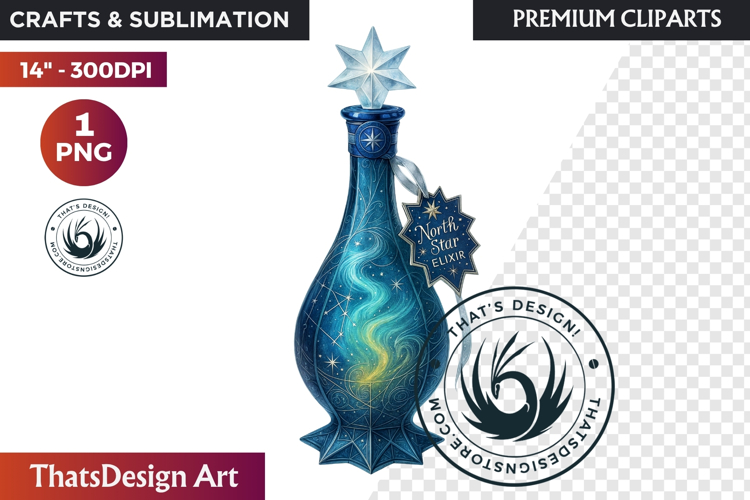 Christmas Winter Potion Bottles PNG, Magical Holiday Clipart